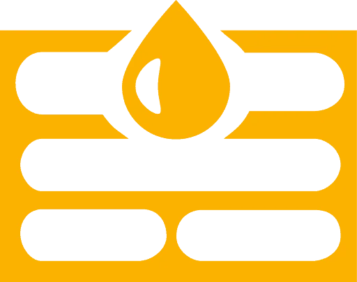 Crawl space drainage icon featuring a water drop above layered lines, representing moisture management and prevention of structural damage in homes.